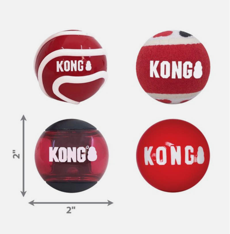 KONG Signature Balls - ASSORTED small x 4 pack-2