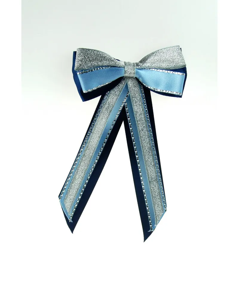 Piggy Bow And Tails Navy/Pale Blue/Silver pair