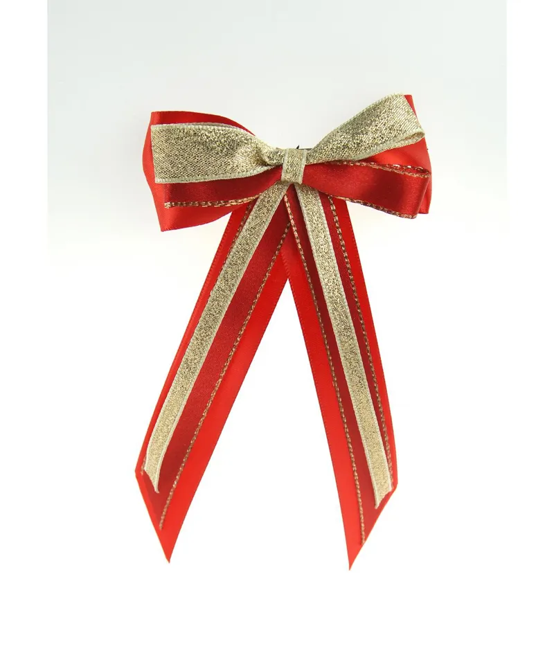 Piggy Bow And Tails Red/Red/Gold pair