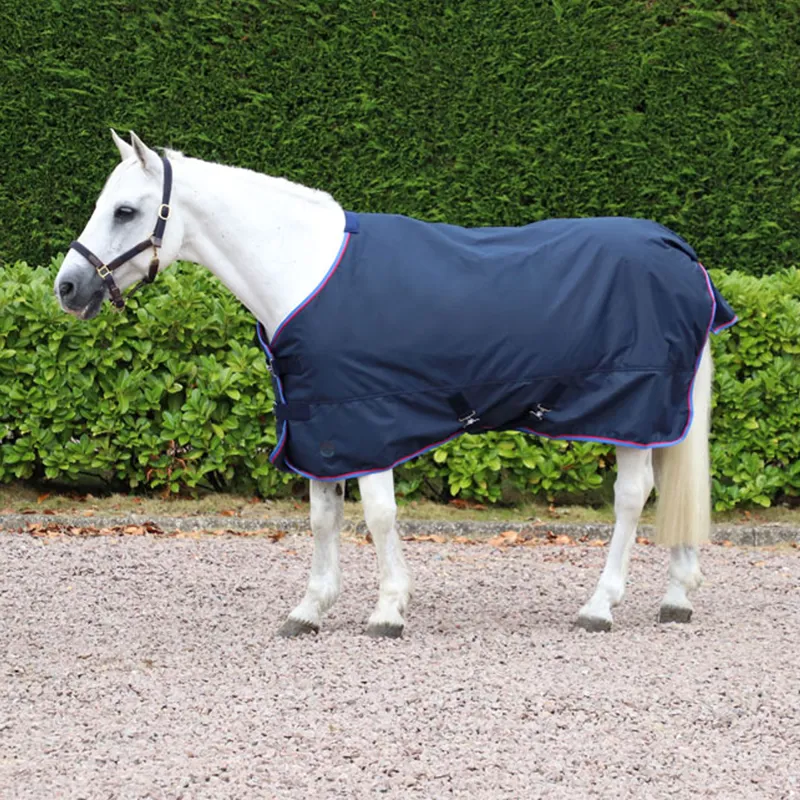 Hy Signature Lightweight 100g Turnout Rug - - Navy/Red/Blue