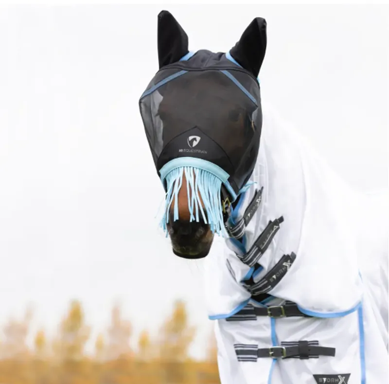 Hy Equestrian Mesh Half Mask with Ears and Fringe
