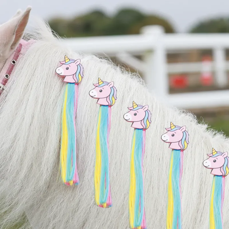 Equetech Unicorn Sparkle Mane Tassles Pink 5pk-1