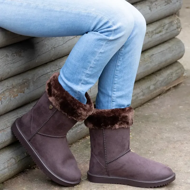 Chisworth Waterproof Fleece Boot With Faux Fur Chocolate-1